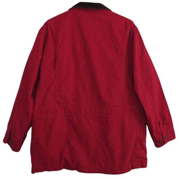 Vintage Orvis Field Jacket Mens L Red Brown Cord Trim Chore Barn Flannel Lined - Picture 7 of 8